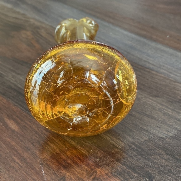 Mid Century PIlgrim Hand Blown Amber Crackle Glass Mini Pitcher - Picture 5 of 6